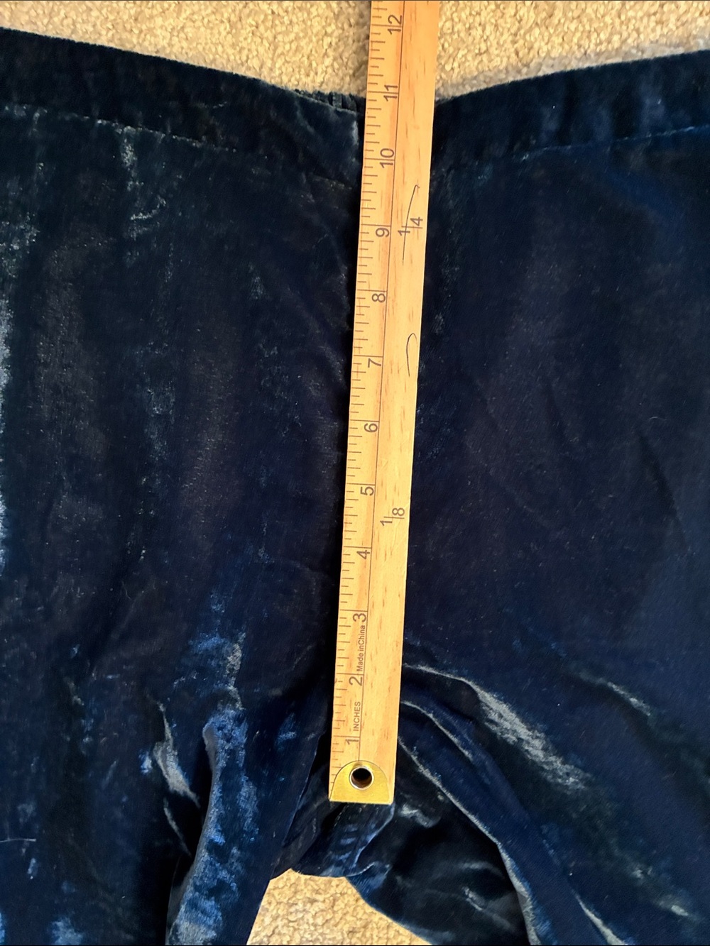 April Cornell Velvet Pants Navy Blue Straight Leg Pull On Size Small - Picture 7 of 8